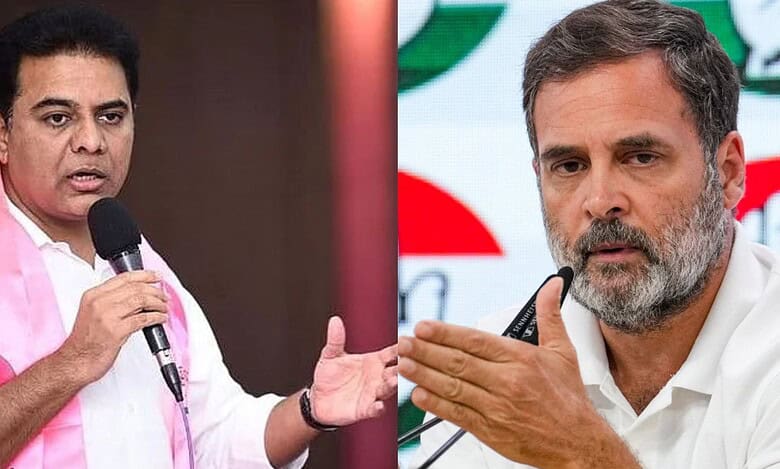 BRS working president KTR and Congress leader Rahul Gandhi