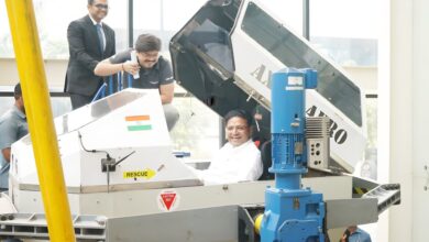 Telangana IT minister Sridhar Babu reviewing fighter jet simulators in Hyderabad