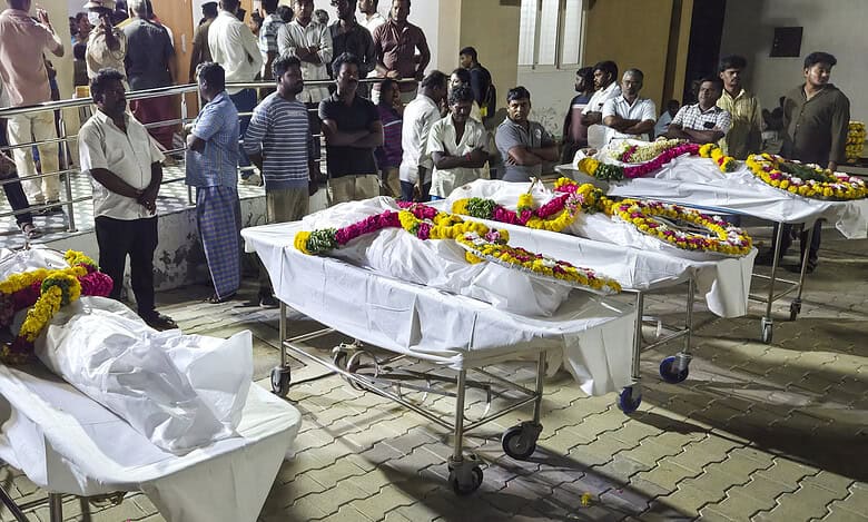 TN stampede: Family members at a hospital in Karur