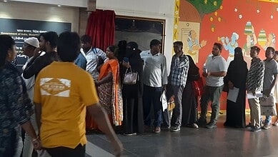 Applicants at passport office in Old City of Hyderabad.
