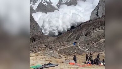 A massive avalanche struck the slopes near Annapurna I Base Camp