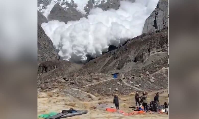 A massive avalanche struck the slopes near Annapurna I Base Camp
