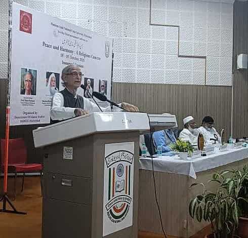 Ram Puniyani speaking at a conference in MAANU