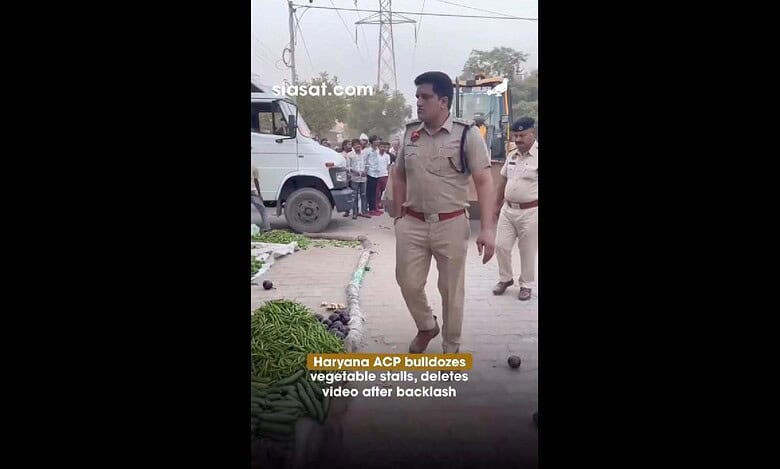 Hayana ACP Dinesh Kumar uses a bulldozer to remove vendors