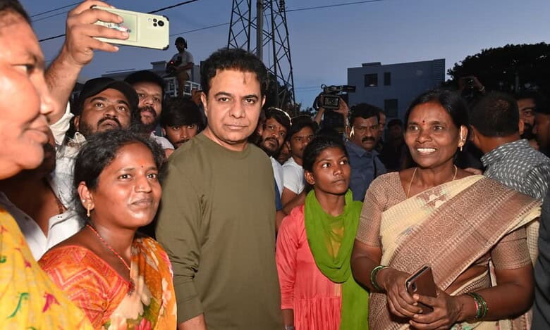 KTR interacts with residents affected by HYDRAA demolition in Madhapur