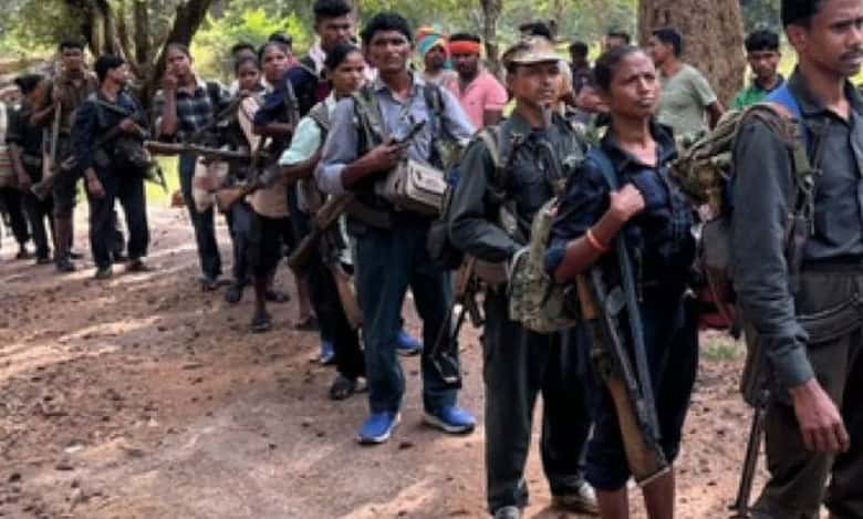 Twenty one Maoists surrender in Kanker district of Chhattisgarh on Sunday, October 26, 2025.