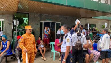 In this photo provided by the Bureau of Fire Protection, patients, who were already there when a quake happened, stay outside a hospital following a strong earthquake in Bansalan, Davao del Sur, southern Philippines on Friday Oct. 10, 2025. AP/PTI