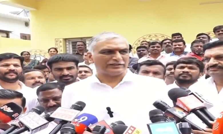 BRS MLA Harish Rao addresses the media
