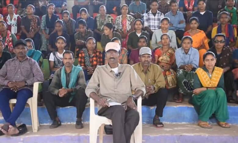 The image shows Takkallapalli Vasudeva Rao speaking in a video message to defend his actions that led to his surrender, along with around 200 Maoist cadres before the Chhattisgarh government on October 17, 2025.