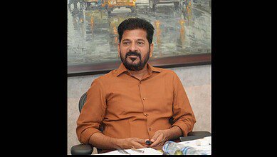 Telangana CM A Revanth Reddy addresses a meeting