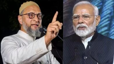 AIMIM chief Asaduddin Owaisi (left) and Prime Minister Narendra Modi