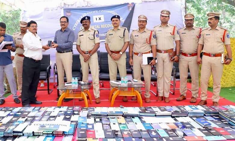 The Cyberabad police hands over lost mobile phones to its rightful owners on Thursday