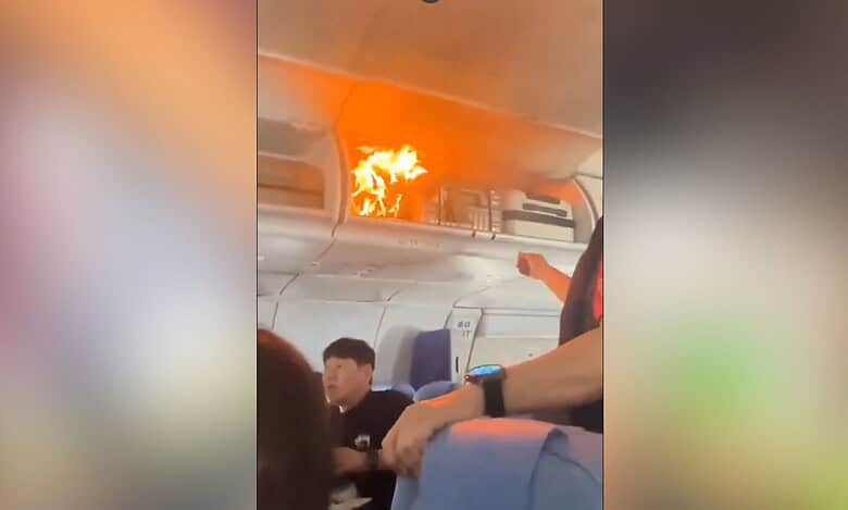 Panic struck among passengers onboard the Air China flight as fire broke out inside the cabin