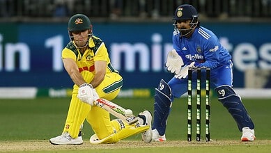 Australia's Mitch Marsh bats during the one day international cricket match between Australia and India in Perth Australia on Sunday. (AP/PTI)