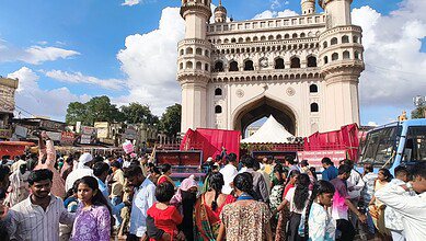 Thousands of Hindu devotees offered prayers at the Bhagyalaxmi temple in , Charminar, Hyderabad on the occasion of Deepawali