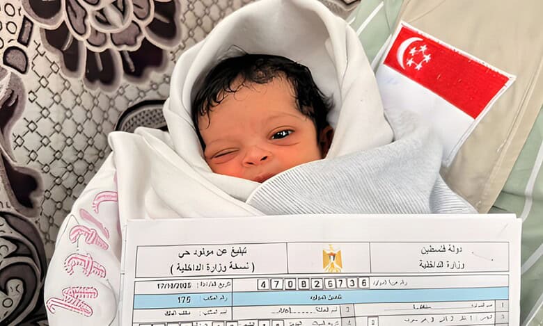 Gazan couple named their newborn daughter Singapore