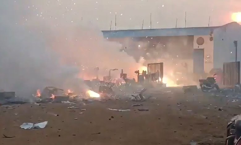Fire at firecracker warehouse in Telangana's Sangareddy