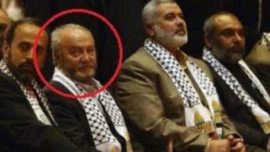 Image released by Israel Foreign Ministry mistakenly circles UK ex-MP George Galloway alongside Hamas leader Ismail Haniyeh in Gaza flotilla report.