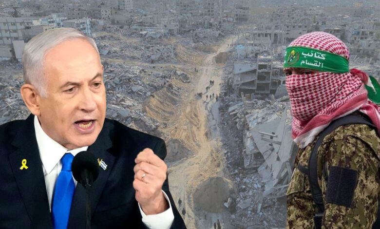 Israeli PM Benjamin Netanyahu and a Hamas representative