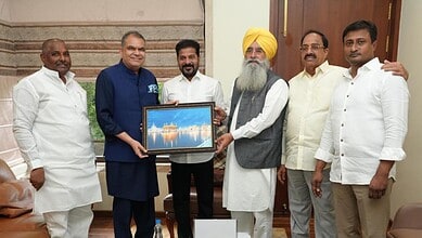 Punjab State Ministers Shri Sanjeev Arora and Shri Gurmeet Singh Khudian invite Telangana Chief Minister Revanth Reddy to Guru Tegh Bahadur's 350th martyrdom anniversary