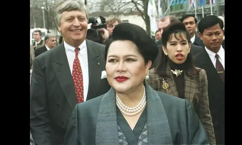 Thailand’s Queen Mother Sirikit attending a public event with officials and aides.