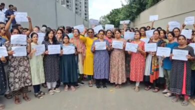 Residents in Erragadda protest against allotment of land for Muslim graveyard in their locality.