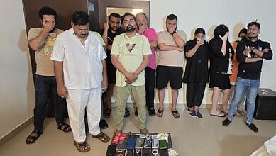 The commissioner's task force busts sex racket running inside a hotel in Banjara Hills on Thursday, October 23, 2025.