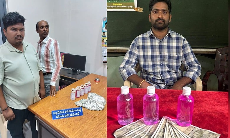 Civil supplies officials from Asifabad on the left and agriculture extension officer from Mahabubabad on the right