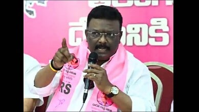 BRS MLC Dasoju Sravan addresses the media