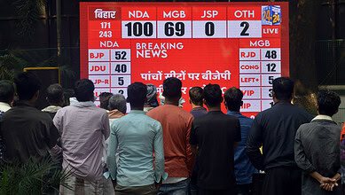 People watching live broadcast of Bihar Assembly elections