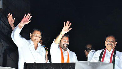 Image of Telangana minorities minister Mohammed Azharuddin and Telangana CM Revanth Reddy.