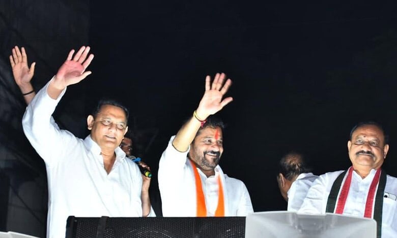 Image of Telangana minorities minister Mohammed Azharuddin and Telangana CM Revanth Reddy.