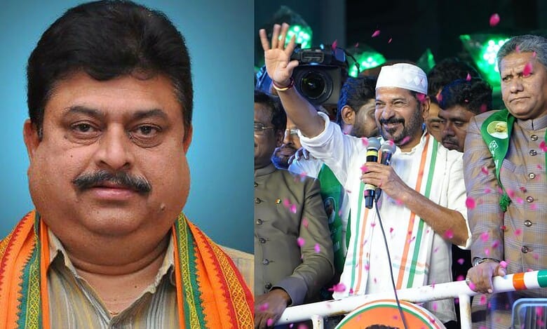 Telangana BJP chief Ramachandra Rao (left) and CM Revanth Reddy (right)