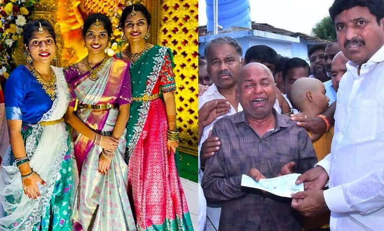 An inconsolable Yellaiah Goud, who lost three daughters in the tragic Chevalla bus accident, receives compensation from Tandur MLA Manohar Reddy