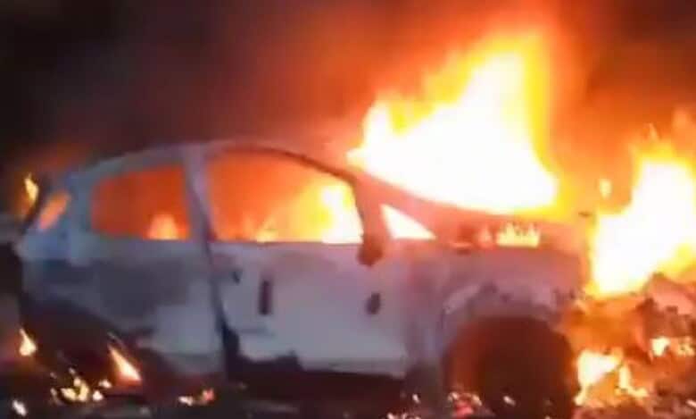 Car catches fire at Shamirpet in Hyderabad