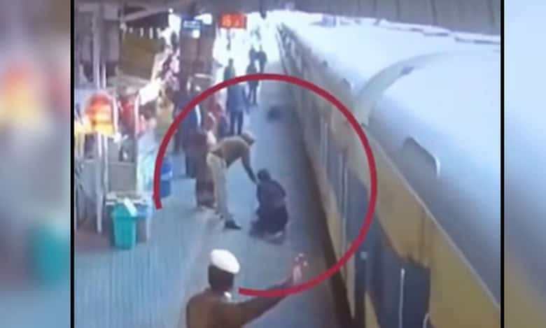 Video: GRP constable saves woman from under moving train at Panipat