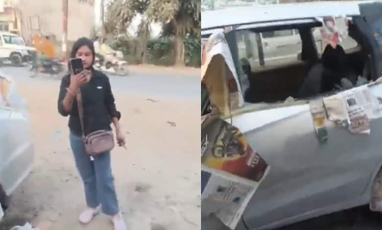 In UP's Bijnor, woman smashes husband's car after he did not give her pocket money