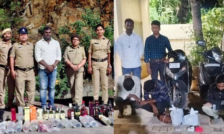 Telangana excise department seizes liquor and Ganja in Hyderabad