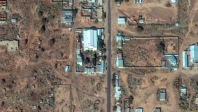 Satellite image showing the children’s hospital and surrounding area in El Fasher, Sudan, captured for analysis of recent conflict damage.