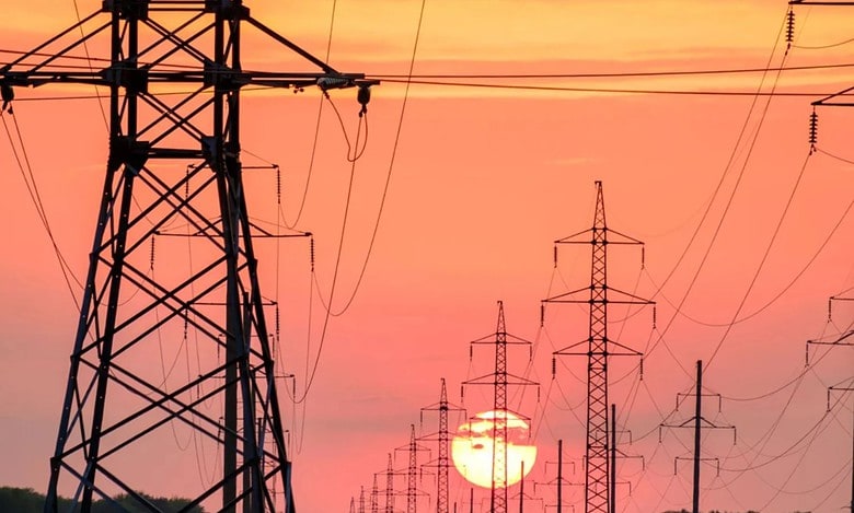 Image shows electricity towers