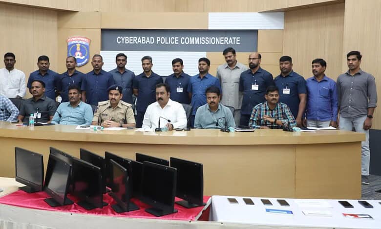 Image shows Cyberabad police with computers