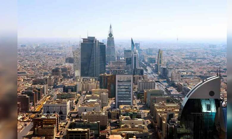 Aerial view of central Riyadh’s modern skyline and business district.