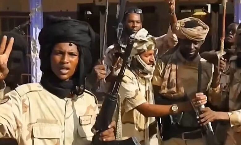RSF fighters seen celebrating with weapons on the streets of El-Fasher in Sudan’s Darfur region.