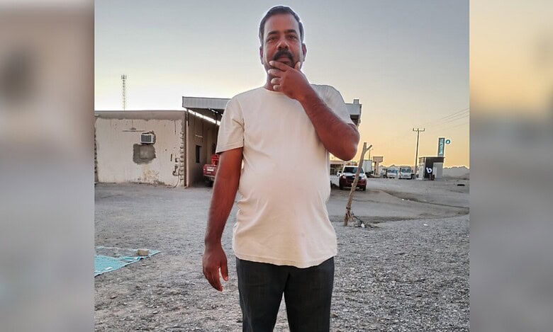 Telangana worker Koyyada Yellaiah at work site in Saudi Arabia before his death.