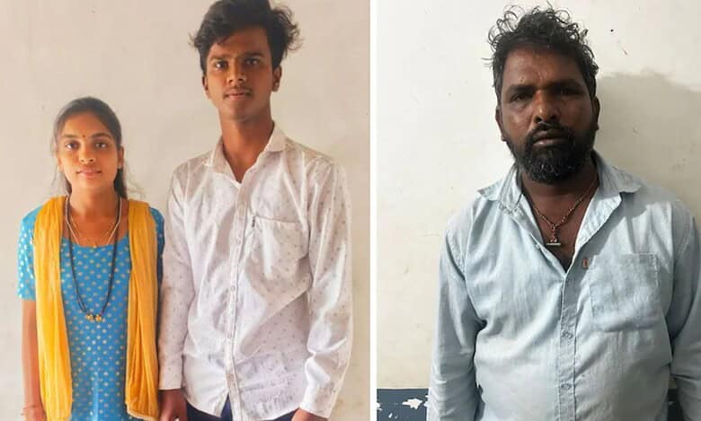 Manya Patil with her husband (left) and accused Prakash Fakkirgoda