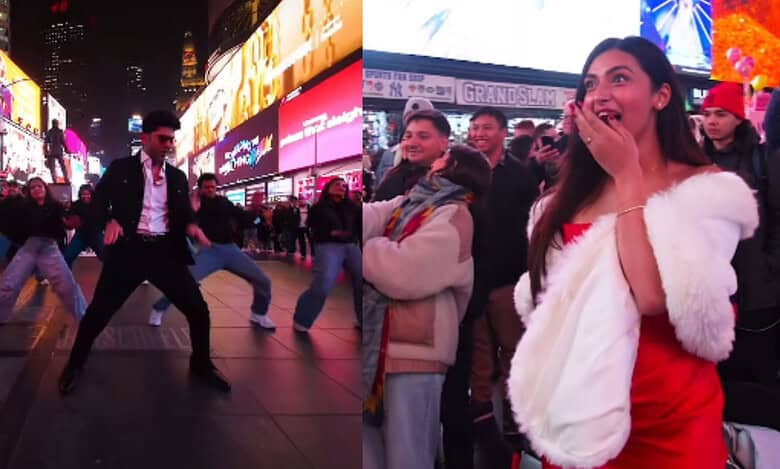 Indian man proposes to Bollywood music at NYC's Time Square