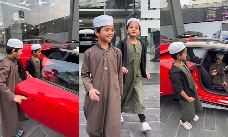 Little car lovers’ big moment: Hyderabad kids get to sit inside Lamborghini