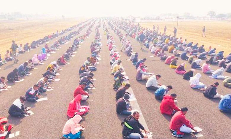 More than 8,000 wrote test conducted on an airstrip