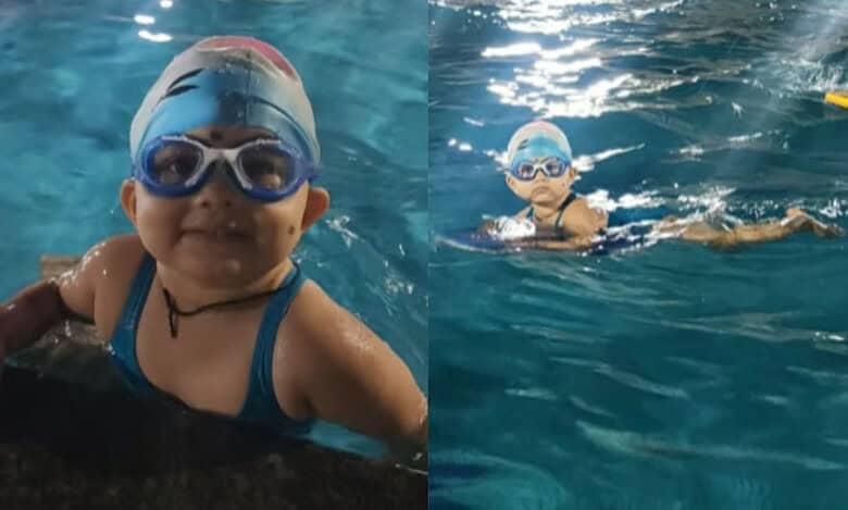 One year old Veda Paresh completed 100 meter swim enters India's book of records