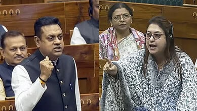 TMC MP Satabdi Roy and BJP MP Sambit Patra in Lok Sabha debate